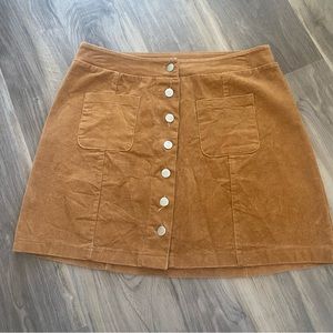 Charlotte Russe Corduroy Brown button up skirt L